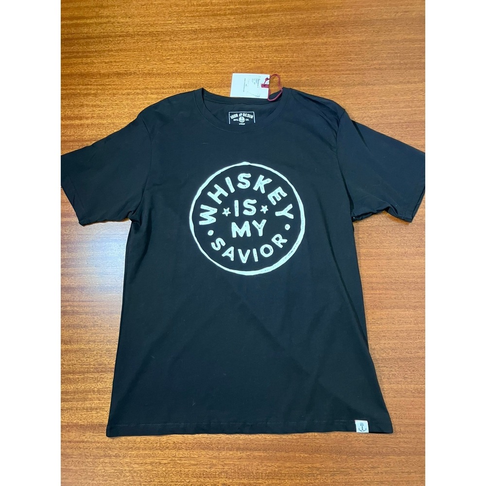 Iron and Resin Mens Whiskey Is‎ My Savior Graphic T-Shirt Black Large NWT